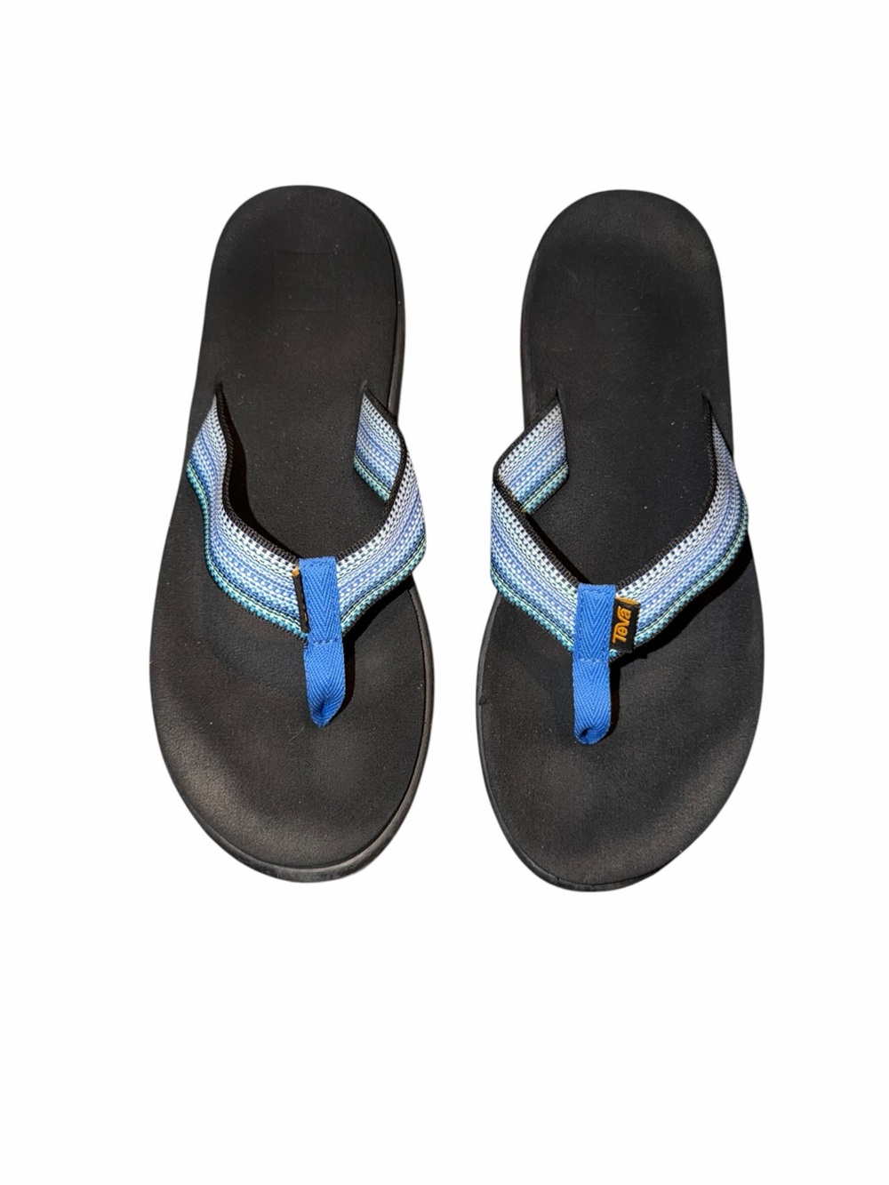 Teva Voya Flip Women’s Size 10 Blue Stripe Black Flip Flop Sandals